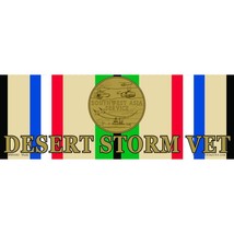 Desert Storm Veteran Ribbon &amp; Medal Bumper Sticker 3-1/4&quot;X9&quot; - £13.44 GBP