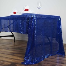 Royal Blue - 60&quot;x126&quot; Rectangle Tablecloth LUXURY COLLECTION Duchess Sequin - £39.18 GBP