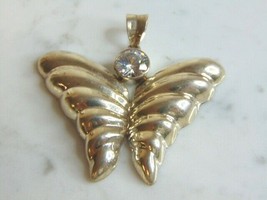 Womens Vintage Estate Sterling Silver Butterfly CZ Pendant 14.6g E5438 - £58.05 GBP