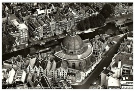Aerial View Ronde Lutherse Kerk Lutheran Church Singel RPPC Postcard Amsterdam - £11.69 GBP