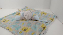 Blankets & beyond Gray blue plush Elephant baby Security Blanket pacifier holder - $12.86