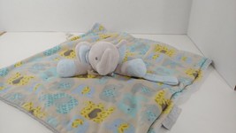 Blankets &amp; beyond Gray blue plush Elephant baby Security Blanket pacifier holder - £10.19 GBP