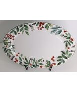 Platter Oval Graces Teaware Christmas Gold Greeny Leaves Red Berries Hol... - $453.09 MXN