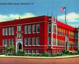 Cathedral High School Building Burlington Vermont VT UNP Linen Postcard E1 - $3.02