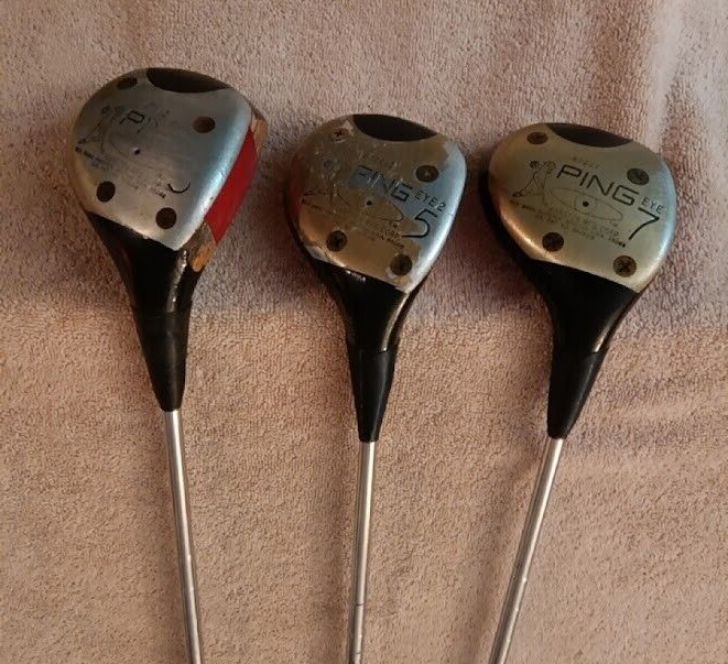 TZ GOLF - VINTAGE RARE Ping Eye 2 Woods 3, 5, &amp; 7 WOODS SET Steel Shafts RH - $55.75