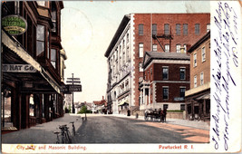 City Hall and Masonic Building Pawtucket Rhode Island Undivided Back PM 1906 - £6.93 GBP