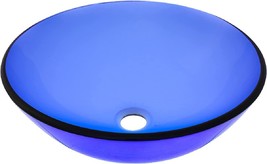 Novatto Blu Glass Vessel Bathroom Sink, Blue - Tig-8025 - £106.18 GBP