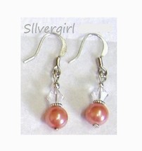 Imitation Dusty Rose Pearl Crystal Drop Earrings  - $8.99