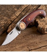 Folding Pocket knife Lincoln penny stainless-steel blade wooden handle 7... - £16.43 GBP