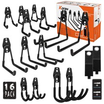 Garage Hooks, 16 Pack Steel Heavy Duty Garage Storage Hooks With Anti-Slip Coati - £36.76 GBP