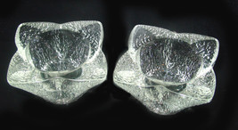 Vintage Pair of  Heavy Textured Glass Candlestick Holders - $15.00