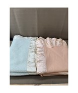 2 Baby Wool Blanket Lot Pink &amp; Blue W Satin Trim Vintage Mid Century Nor... - $864.56 MXN