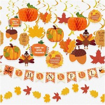 Harvest Haven: 40PCS Thanksgiving Decor Kit - Vibrant Fall Leaves String and Hon - £61.22 GBP