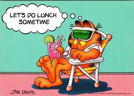 Let&#39;s Do Lunch Sometime Postcard Garfield the Cat Cartoon Comic - £4.19 GBP