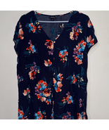 Torrid Navy Floral V-Neck Blouse - $13.72
