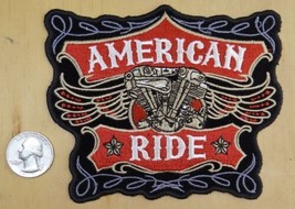 American Ride V Twin IRON-ON / SEW-ON Embroidered Patch 4 7/8&quot; X 4&quot; - £5.33 GBP