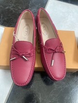 NIB 100% AUTH Tod&#39;s Gomma Laccetto Leather Loafers Moccasins In Garnet S... - $295.02