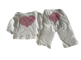 NWT SUBMARINE 2 piece pants set. top bottom 24 MOS ecru pink hearts baby girls - £46.40 GBP