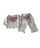 NWT SUBMARINE 2 piece pants set. top bottom 24 MOS ecru pink hearts baby... - $79.75 CAD