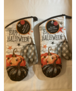 Halloween kitchen 2 pc set oven mitt pumpkins Seasonal Collection - $23.28 CAD