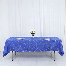 Royal Blue Gold 60&quot;&quot;X102&quot;&quot; Polyester Rectangle Tablecloth Geometric Pattern Part - £16.37 GBP