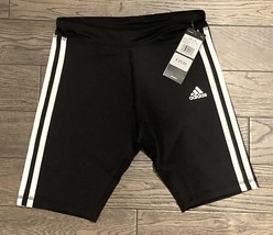 NWT Adidas Girls Size Large (14) Black w White 3 Stripe Mesh Athletic Shorts - £13.60 GBP