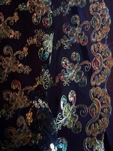 SPARKLY GOLD EMBROIDERY MULTI SEQUIN NET FOR DRESSY WRAP ON SIMPLE BLACK... - $40.00