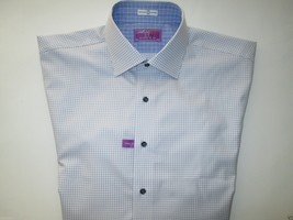Lorenzo Uomo Trim Spread Plaids Twilled Men Dress Shirt Grays 16.5 | 35 $98 U53 - £27.10 GBP