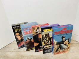 5 Classic Westerns VHS Films The Sacketts L’Amour Selleck Elliot Rough Riders S - £10.95 GBP