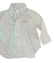 Ralph Lauren Baby Boys Striped Button Down Shirt Green Pink 12M Polo image 3