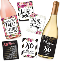 6 40Th Birthday Wine Bottle Labels or Stickers Present, 1981 Bday Milest... - $15.13