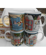 4 SUSAN WINGET MUGS CHRISTMAS BOX HORSE ROCKING SNOWMAN 12 OZ LOT NEW - £17.83 GBP