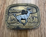 Vintage 1979 Remington &quot;Running White Tail Deer&quot; Brass Belt Buckle Two T... - $14.24