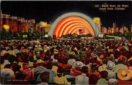 Vtg Postcard Band Shell By Night, Grant Park Chicago, IL., Unposted - £5.05 GBP