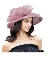 Kentucky Women Fascinator Organza Flower Derby Straw Hat Light Purple - $19.09 CAD