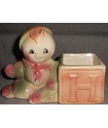Vintage AMERICAN BISQUE POTTERY Boy Rag Doll FIGURAL PLANTER Made in USA - $40.32 CAD