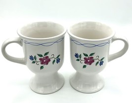 Coffee Mugs Pedestal Pair Flower by B.I. Inc, 5.5&quot; Tall, 3.5&quot; Diameter lot 2 - £3.95 GBP