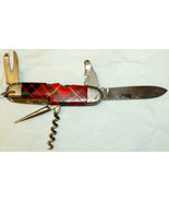 Plaid Tartan Pocket Knife Tool Germany Forged Steel - $10.28