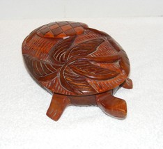 Haitian Hand Carved Turtle Trinket Box With &quot;Haiti&quot; Lid Guc - £27.52 GBP