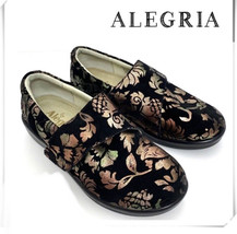 Alegria Lauryn Regal Gold Copper Floral Print Clog Slip On Shoes Sz 37 US 6 - $48.37