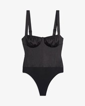 WeWoreWhat Bodysuit Black Stretch Charmeuse Ruched size 2 Black NWT  - $45.00