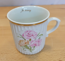 Carnation January Flower Of The Month Coffee Mug Cup Crown D Czechoslovakia - £7.98 GBP