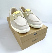 New Sperry Men&#39;s Outer Banks 2-Eye Boat Shoe Gray Yellow Suede - £19.89 GBP