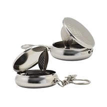 Cig-U 2 Pcs Stainless Steel Round Mini Portable Ashtrays with Key Hook  - £13.54 GBP