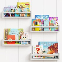 Floating Nursery Book Shelves For Wall Set Of 4, White Wall Bookshelf For Kids - £35.34 GBP