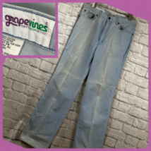 Vintage 1970&#39;s Grapevines Herren 32X34 Jeans Helle Waschung Blau Gerade ... - $25.97