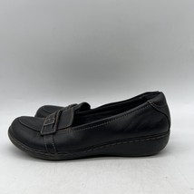 Clarks 15807 Womens Black Leather Round Toe Slip On Comfort Shoes Size 9 M - $39.59
