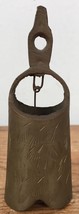 Vtg Antique Primitive Handcarved Solid Brass Rustic Hand Dinner Bell India 4&quot; - $49.99