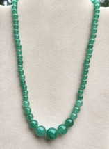 Natural Green Aventurine Graduated Stone Necklace 925 Silver 143.50 ctw 18&quot; - £14.14 GBP