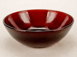 Vintage Ruby Glass 4 1/2&quot; Fruit Dish, Anchor Hocking, Dessert, Salad, Sn... - $12.69